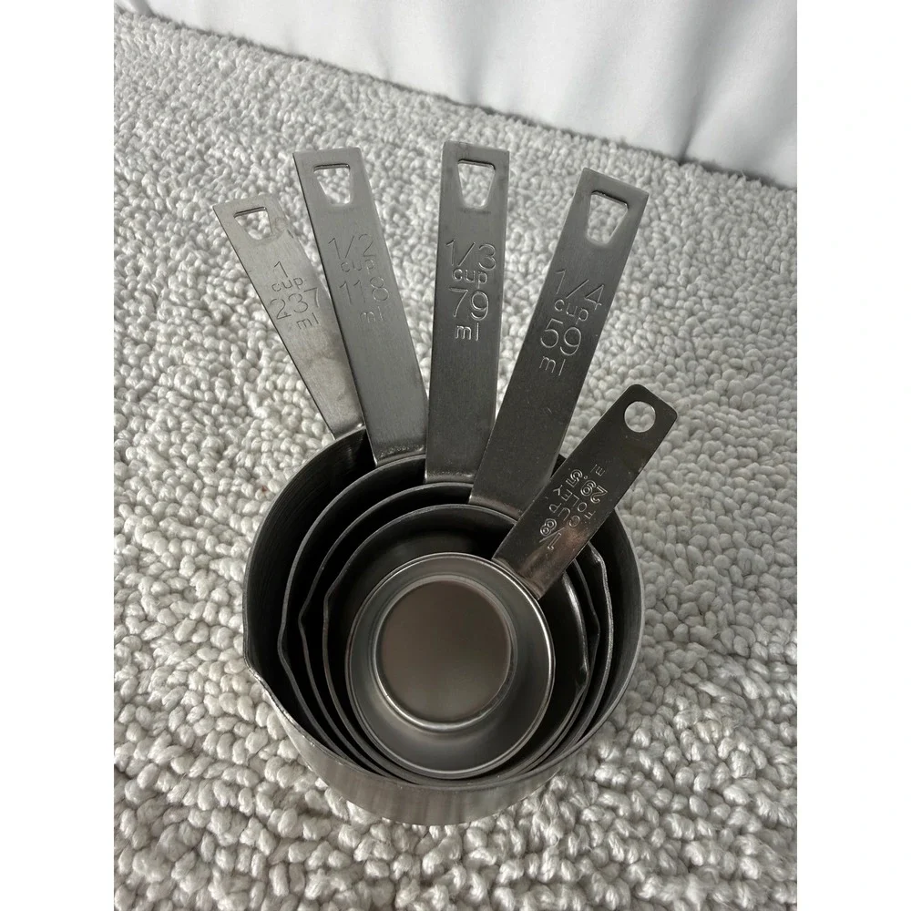 Stainless Steel Measuring Cups Set of 5 Silver‎ Nested Kitchen Tools 16334